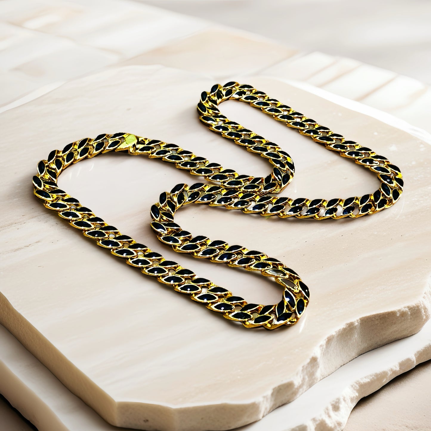 Curb Link Enamel Sterling Silver/9k/14k/18k Necklace Chain (Item No. GN0003）