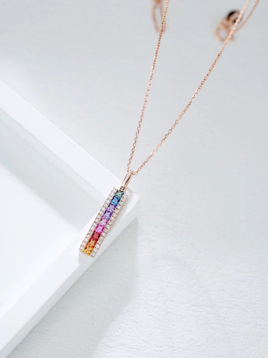 Rainbow Sapphire 18k Gold Pendant (Item No. SA088）