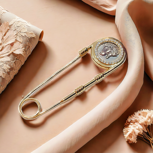 Lion Ancient Coin Medallion 18K Gold Brooch (Item No. COIN081）