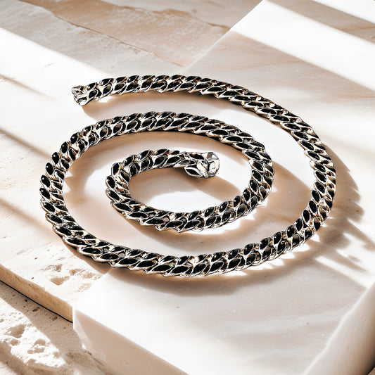 Curb Link Enamel Silver Necklace Chain (Item No. TDNS0003）