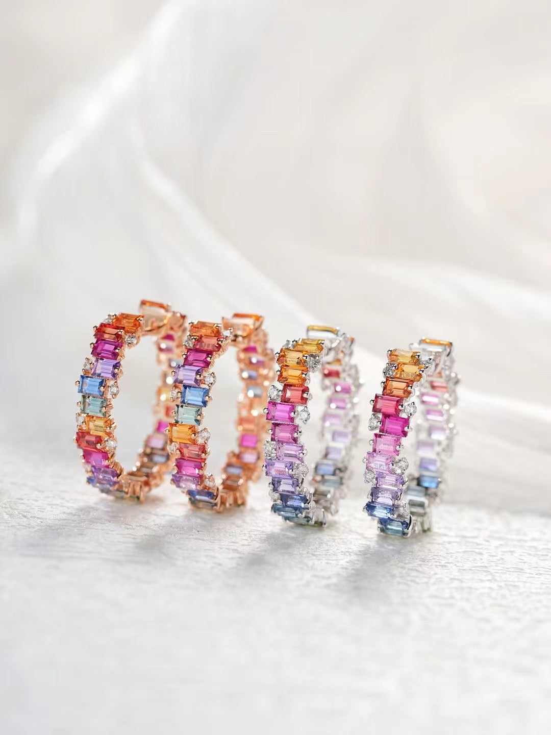 Rainbow Sapphire 18k Gold Earring (Item No. SA099）