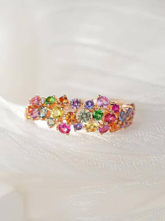 Rainbow Sapphire 18k Gold Ring (Item No. SA132）