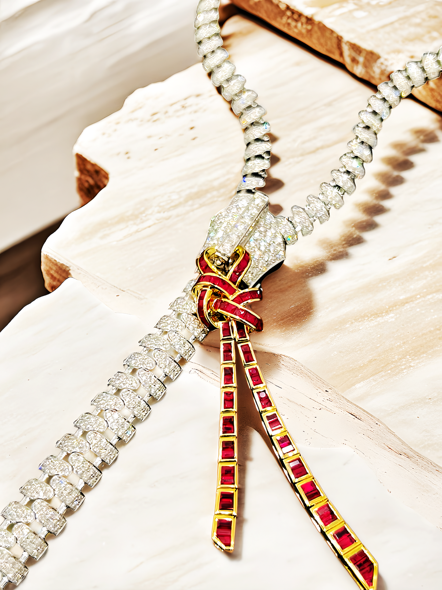 Vintage Zip 18k Gold Diamond Ruby Necklace (Item No. VT211）