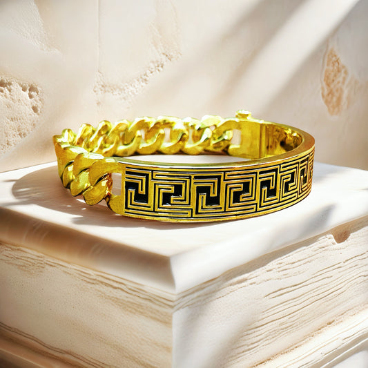 Greek Key Enamel Sterling Silver/9k/14k/18k Bracelet Chain (Item No. GB0004）