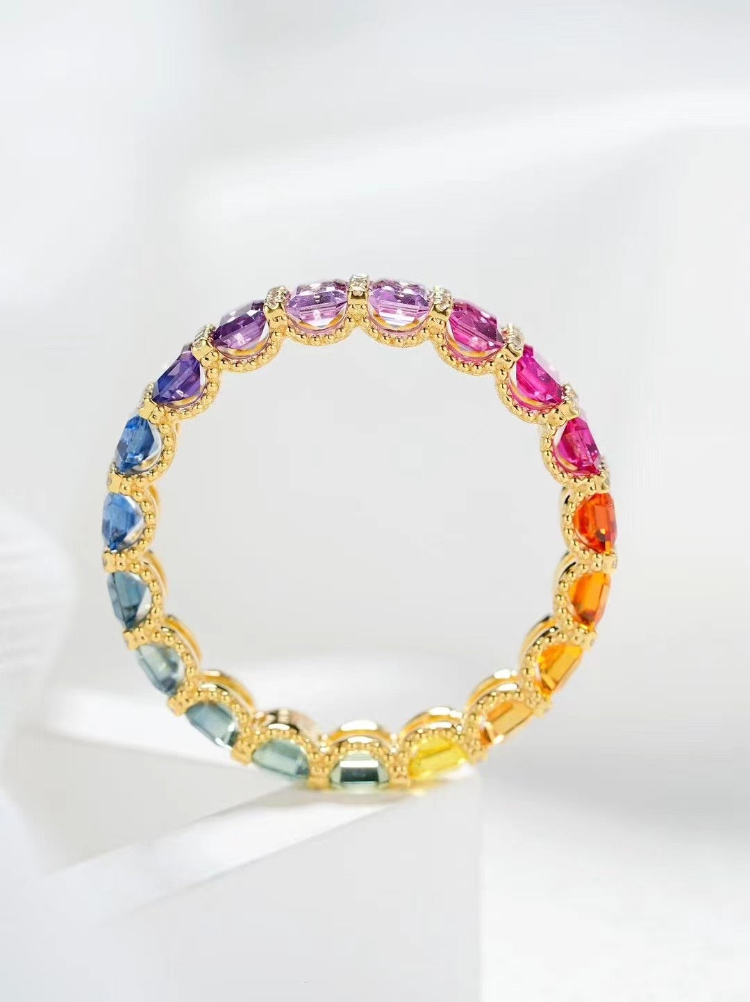 Rainbow Sapphire 18k Gold Ring (Item No. SA070）