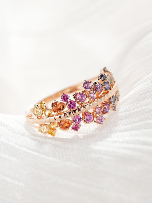 Rainbow Sapphire 18k Gold Ring (Item No. SA136）