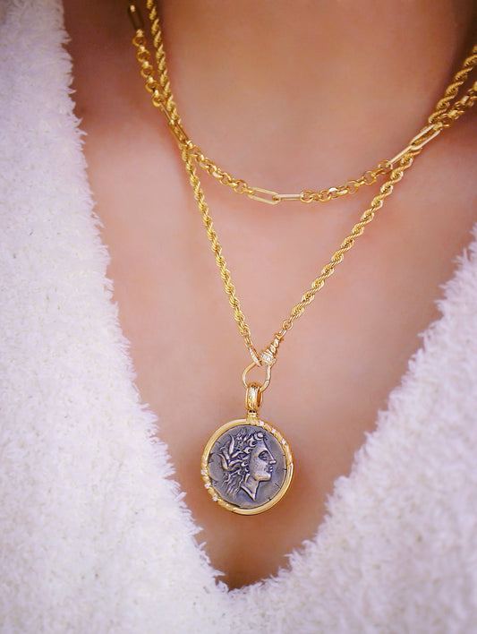 Demeter Ancient Greek Coin Medallion 18K Gold Pendant (Item No. COIN080）