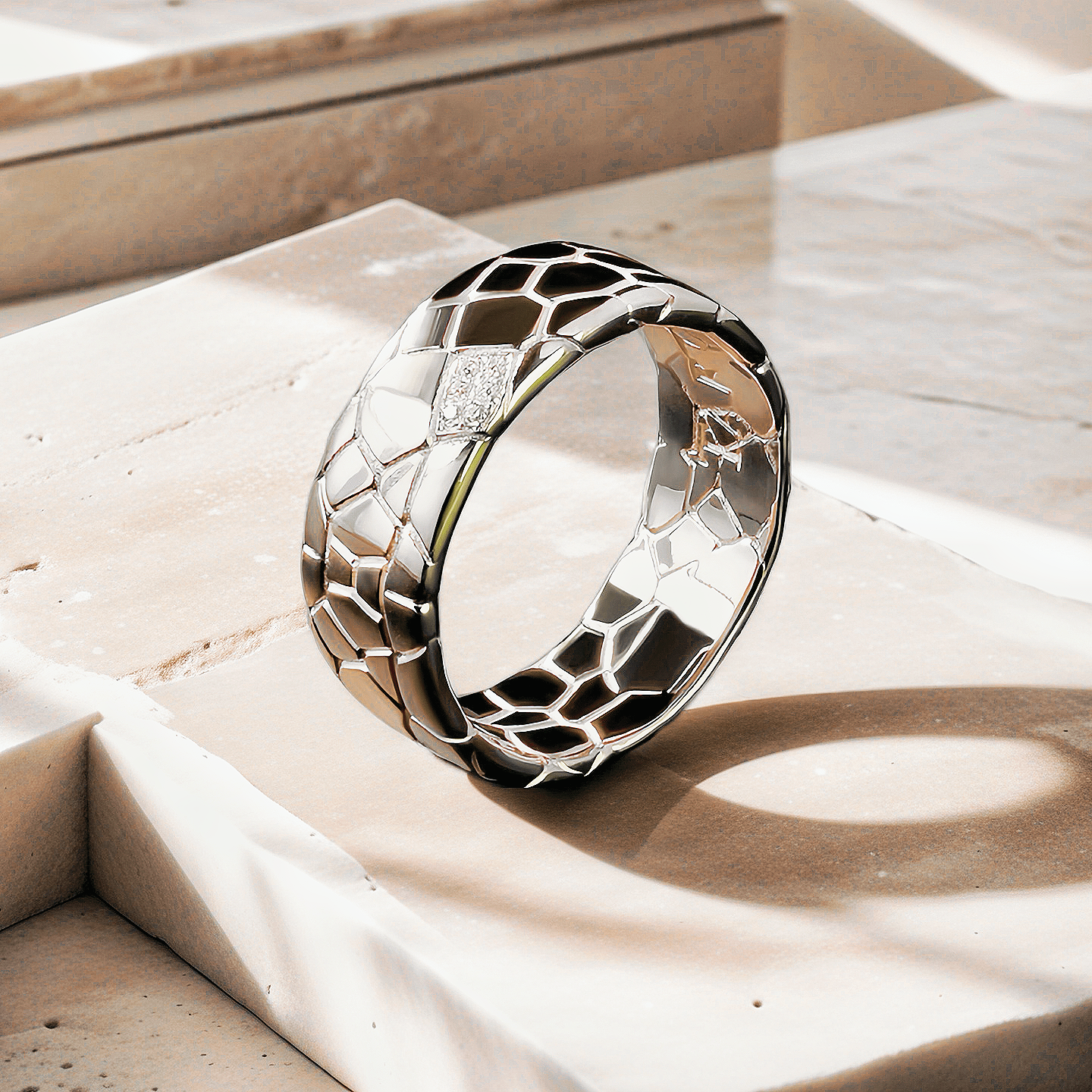 Classic Cracking Stone  Diamond 925 Sterling Silver/9k/14k/18k Gold Ring (Item No. GR0008）