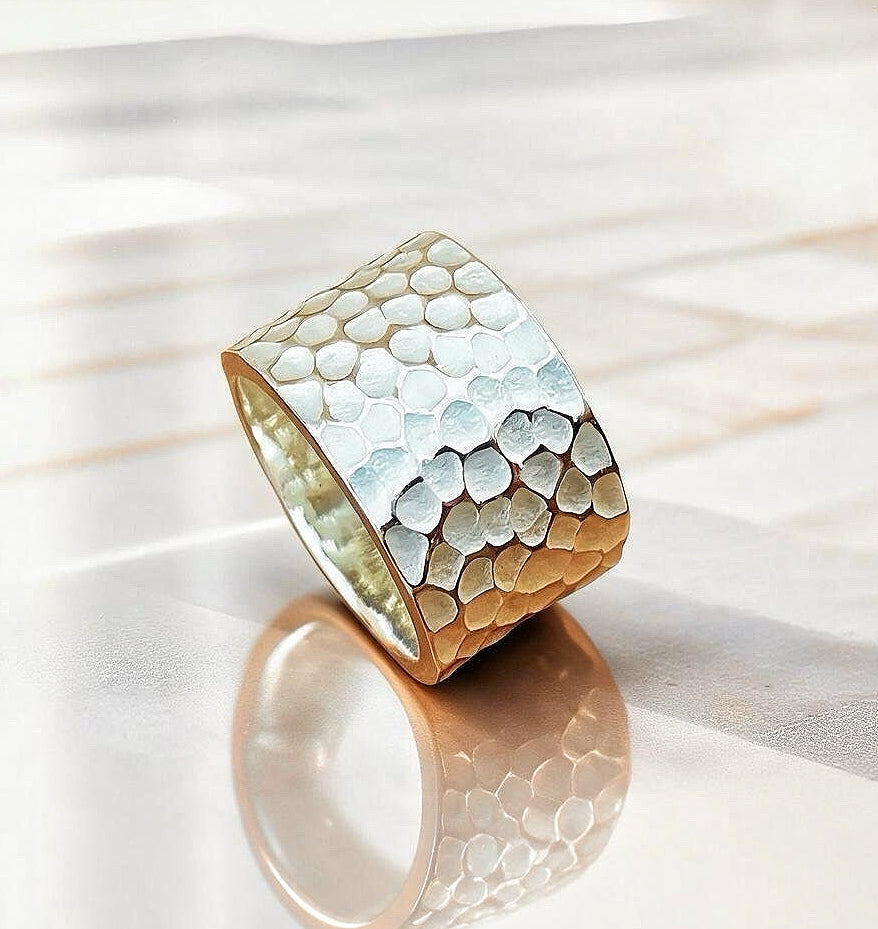 14mm Hammered Silver Ring (Item No. R0119)
