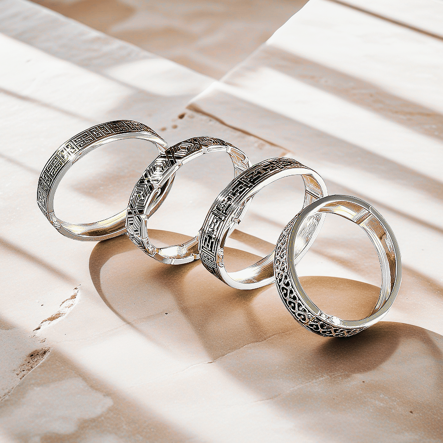 Greek Key Enamel 925 Sterling Silver/9k/14k/18k Gold Bangle(Item No. GB0010）