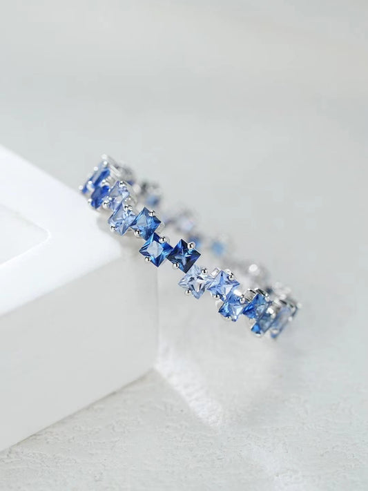 2.5mm Rainbow Sapphire 18k Gold Ring (Item No. SA110）