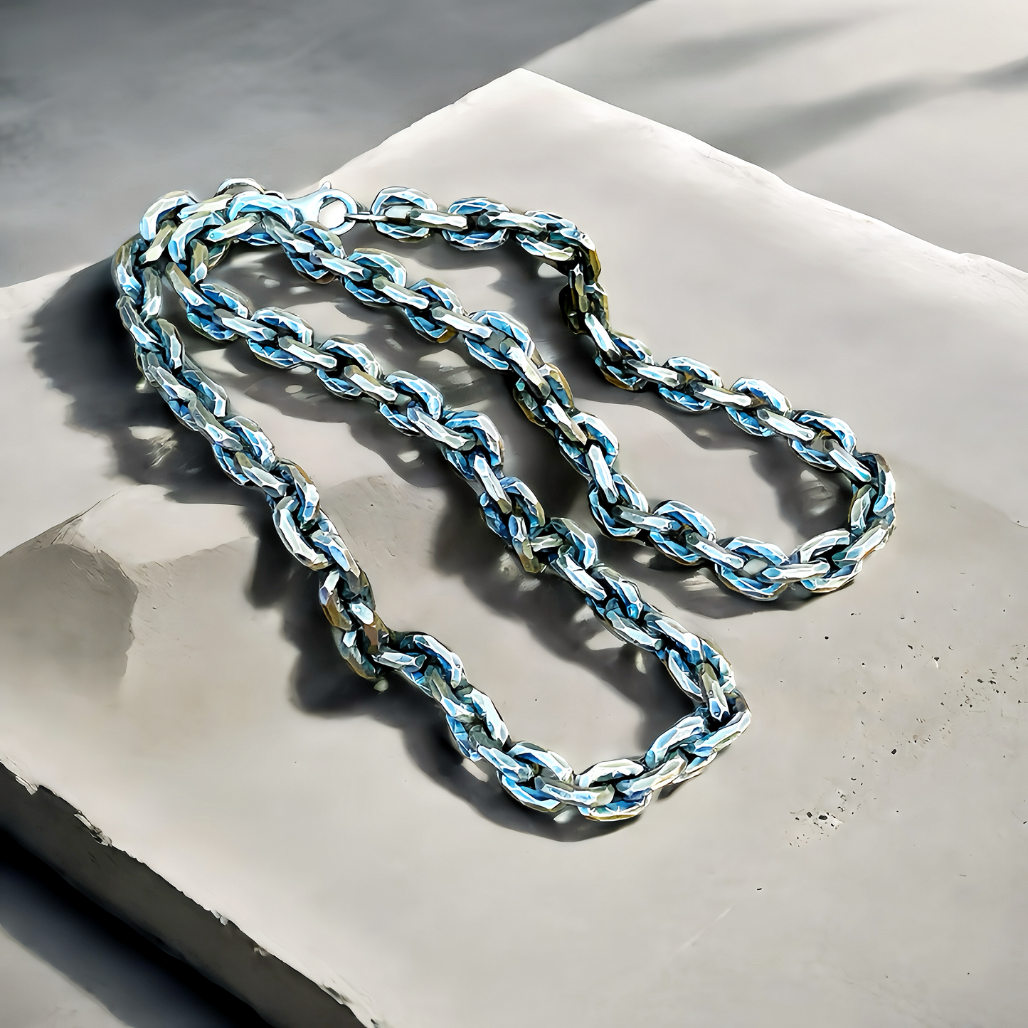 8mm Hammered Silver Necklace Chain (Item No. N0004)