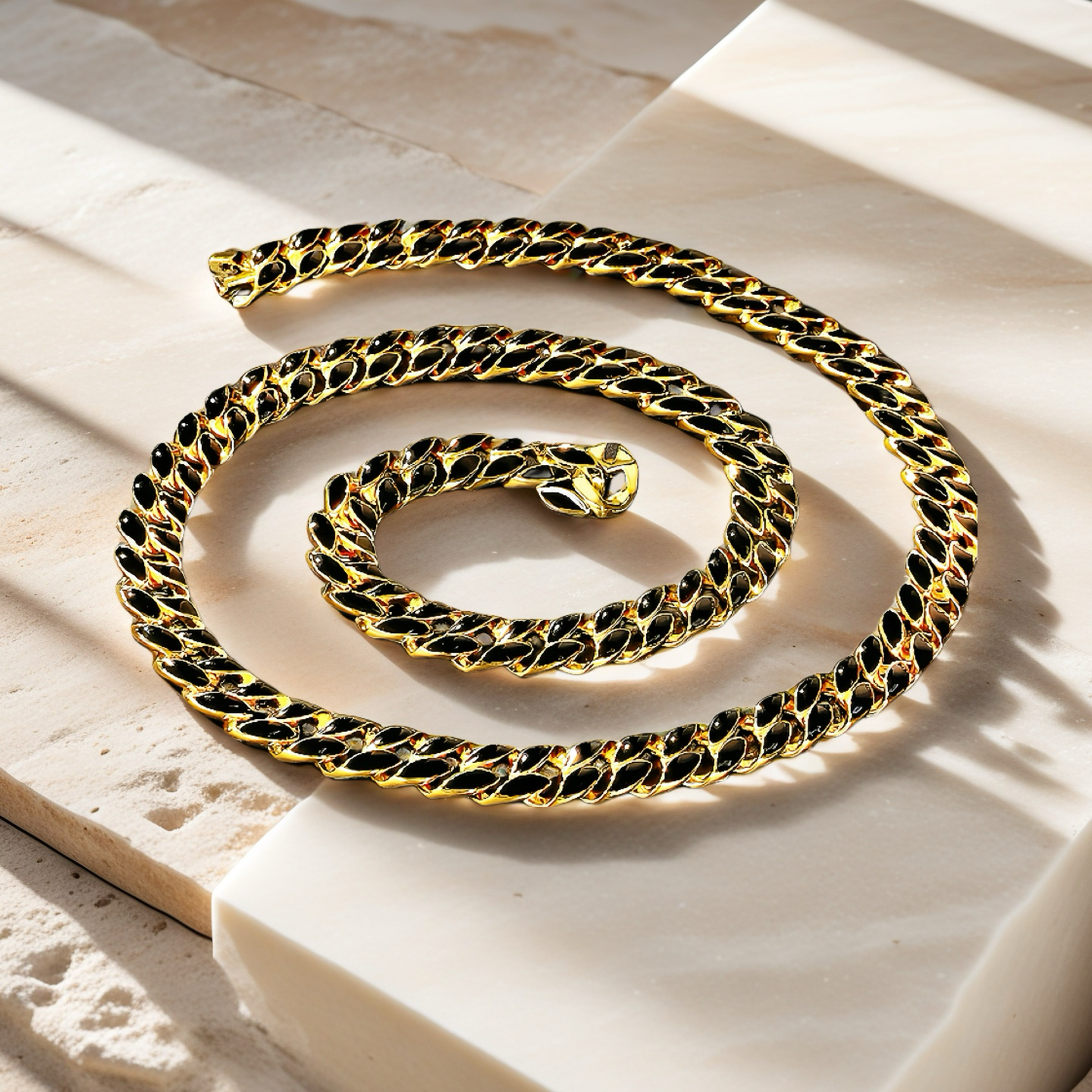 Curb Link Enamel Sterling Silver/9k/14k/18k Necklace Chain (Item No. GN0003）