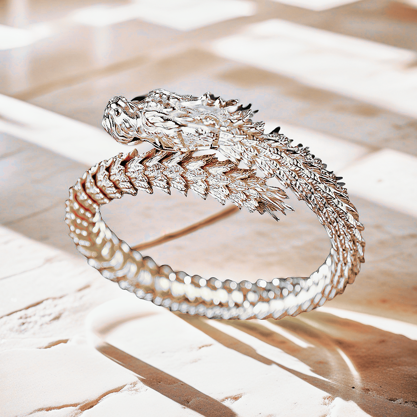 Dragon Elastic Sterling Silver/9k/14k/18k Gold Bracelet (Item No. GB0001）