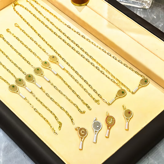 Tennis Racket 18k Gold Diamond  Bracelet (Item No. VT095）