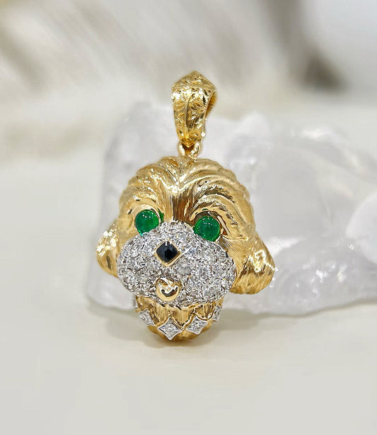 Dog Vintage 18k Gold Diamond Pendant (Item No. VT359）