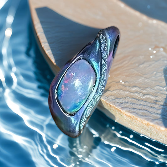 Anodized Titanium Blue Opal Pendant (Item No. TA004）