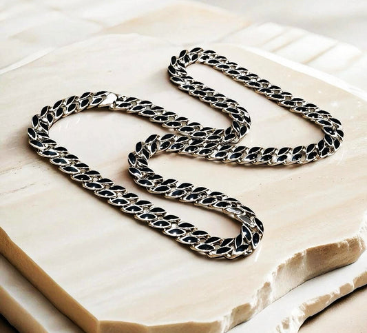 Curb Link Enamel Silver Necklace Chain (Item No. TDNS0003）