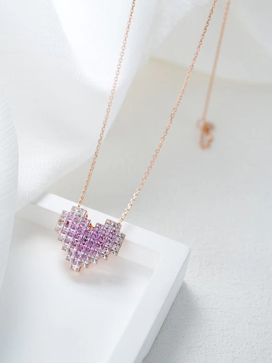 Heart Rainbow Sapphire 18k Gold Pendant (Item No. SA103）