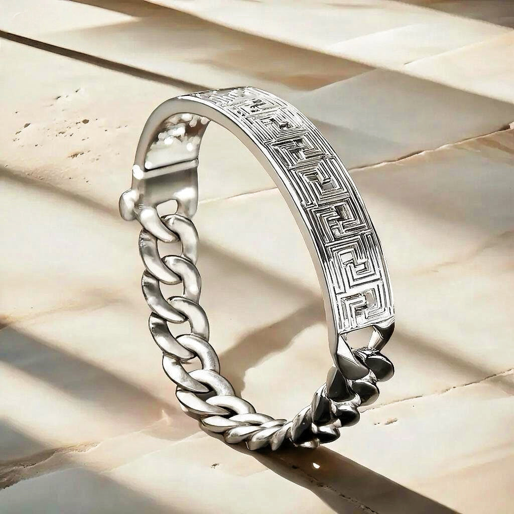 Greek Key Hollow Silver Bracelet Chain (Item No. TDBS0003）