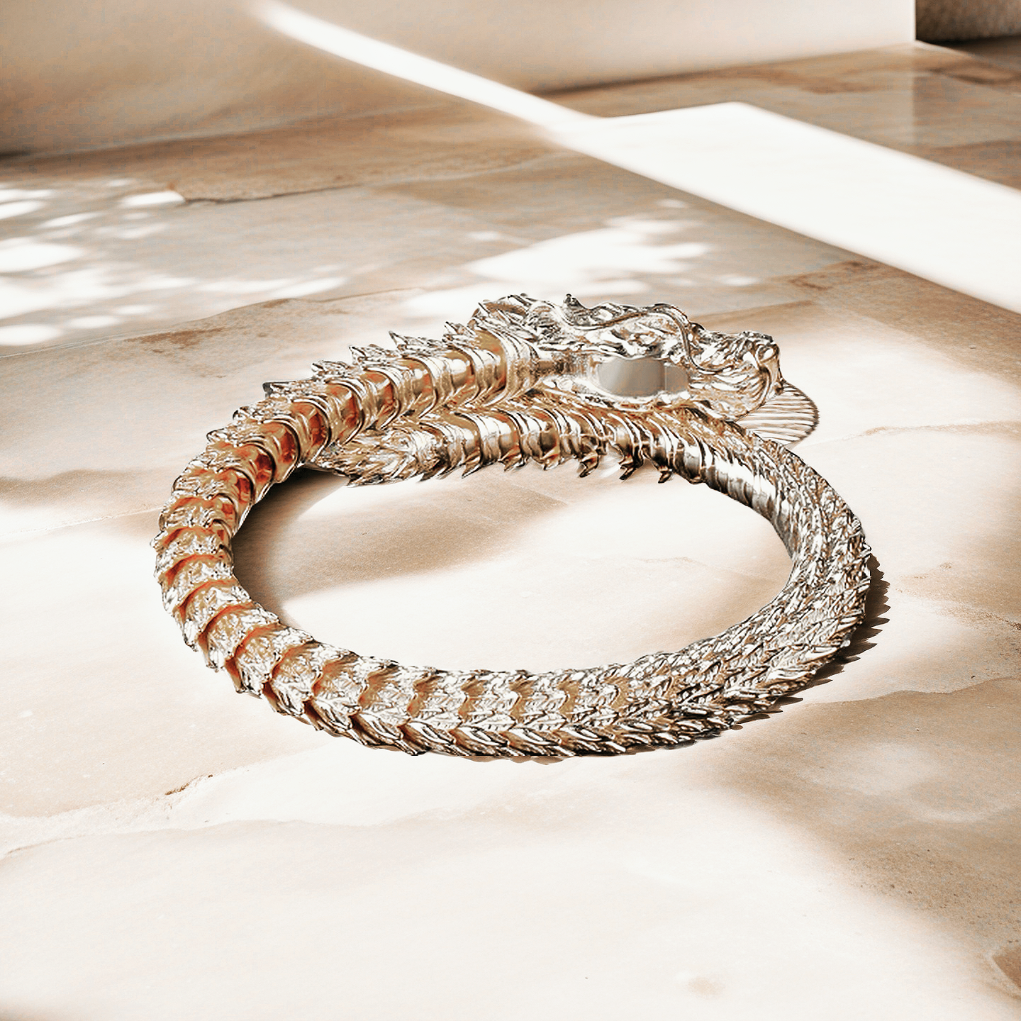 Dragon Elastic Sterling Silver/9k/14k/18k Gold Bracelet (Item No. GB0001）