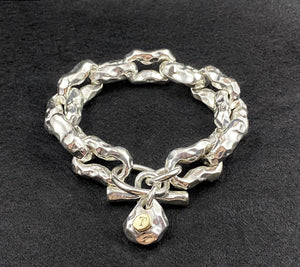 Heavy Metal Hammered Silver Bracelet (Highly Polished) (Item No.B0565)