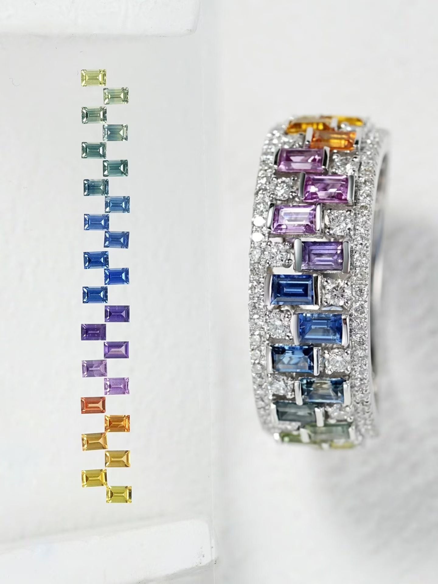 Rainbow Sapphire 18k Gold Ring (Item No. SA137）