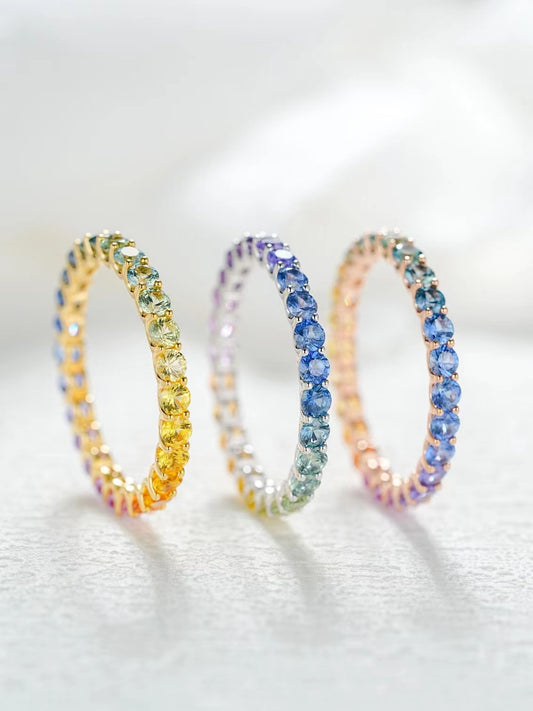 Rainbow Sapphire 18k Gold Ring (Item No. SA062）