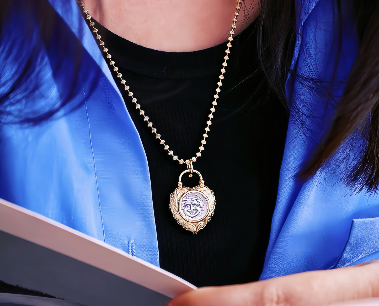 Medusa Ancient Greek Coin Medallion 18K Gold Pendant (Item No. COIN038）