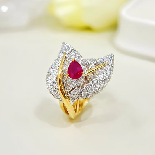 Vintage 18k Gold Diamond Ruby Ring (Item No. VT 275)