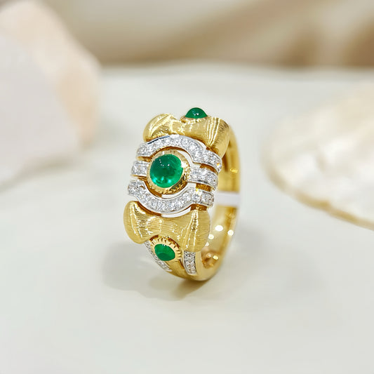 Vintage 18k Gold Diamond Emerald Ring (Item No. VT 287)