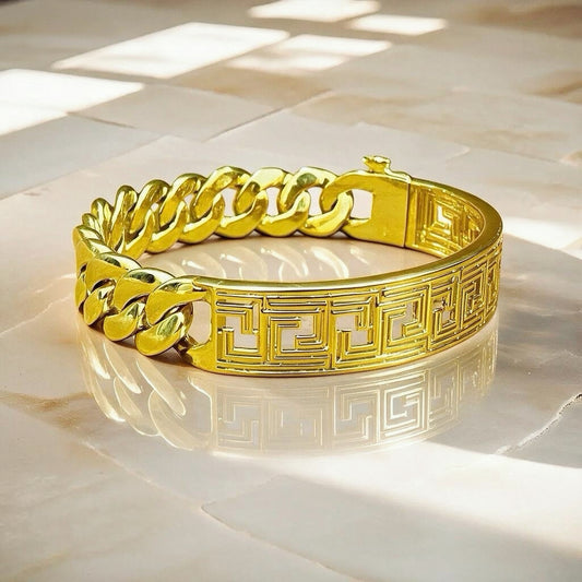 Greek Key Hollow Greek Key 9k/14k/18k Bracelet Chain (Item No. TDBG0003）