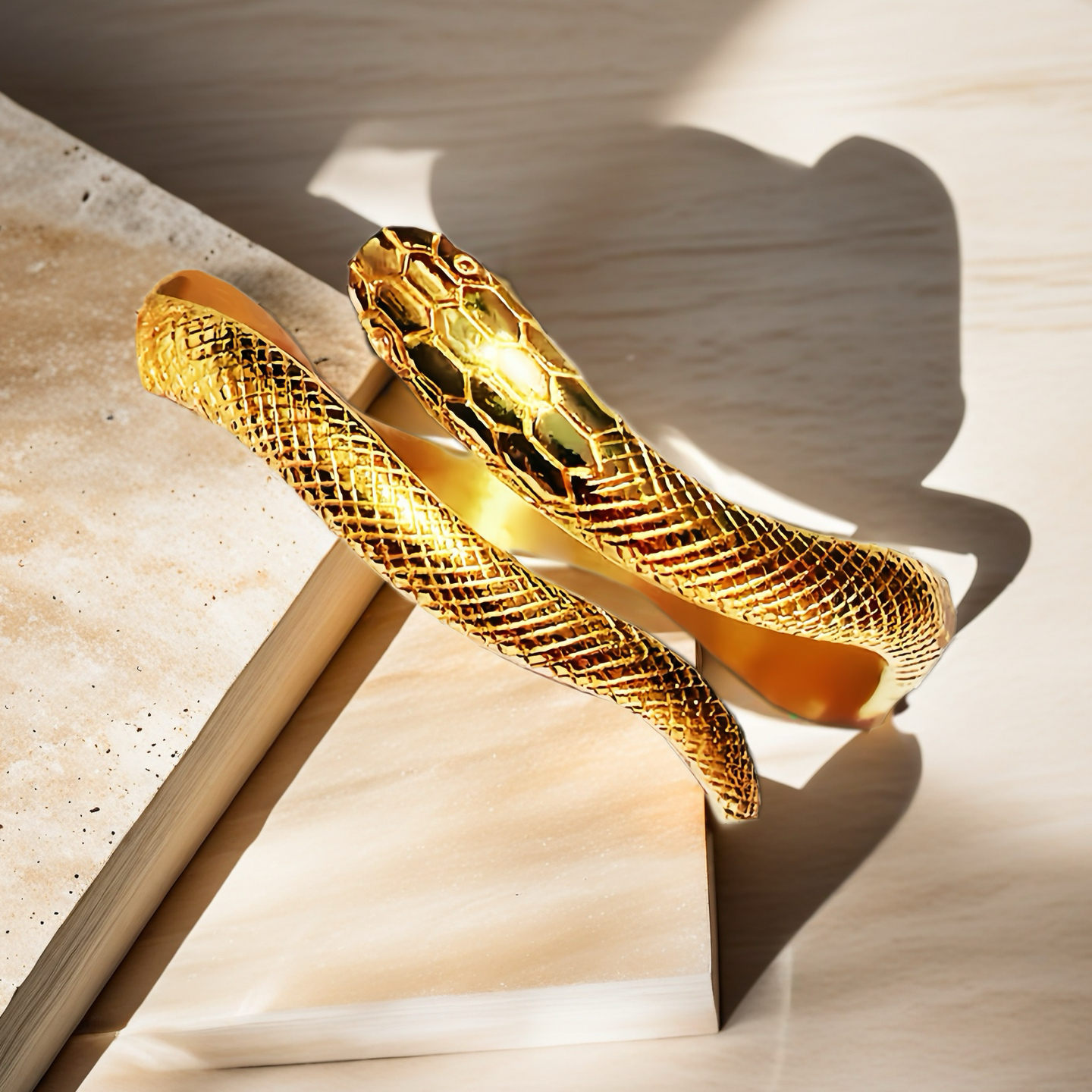 Ouroboro 24K Gold Bangle (Item No. GB0025）