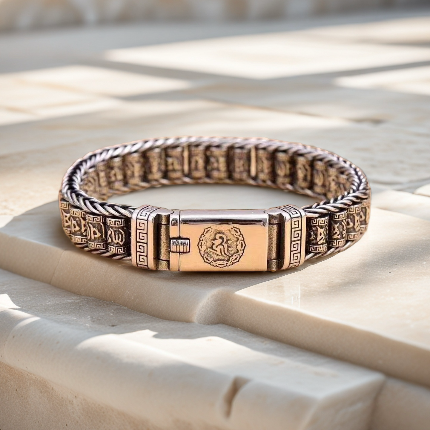 Prayer Wheel Buddha Silver Bracelet Chain (Item No. B0088)