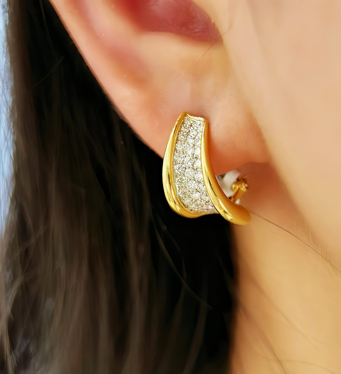 Vintage 18k Gold Diamond Earring (Item No. VT438）