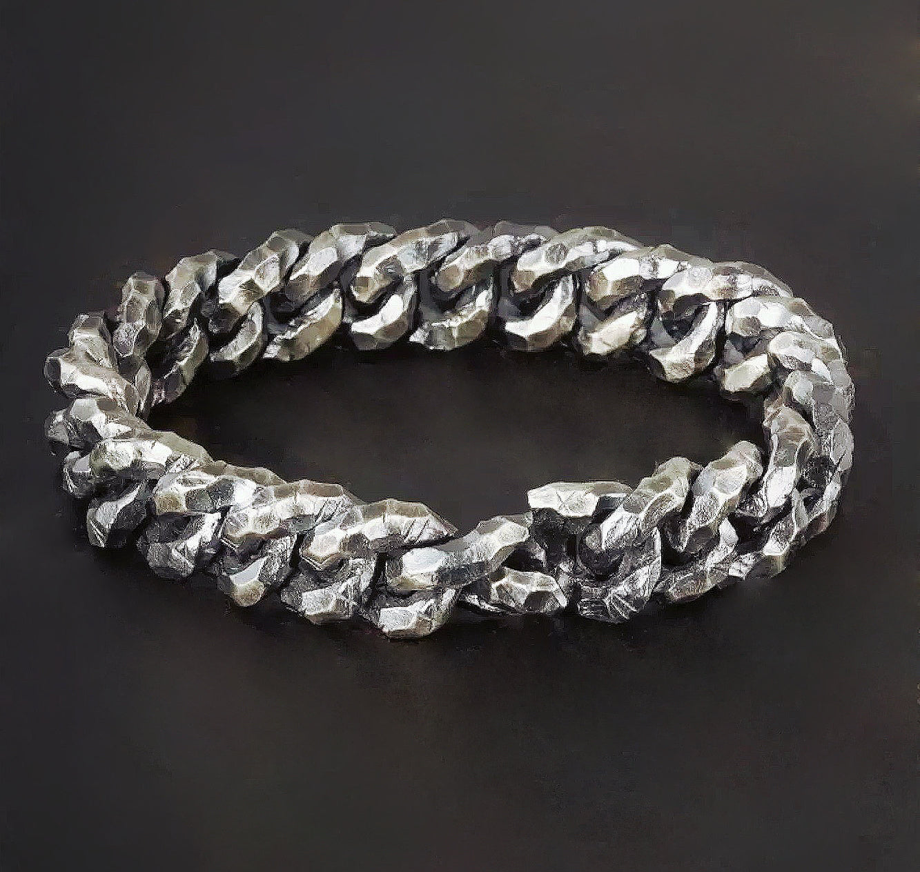 Heavy Metal Hammered Silver Bracelet  (Item No. B0611 )