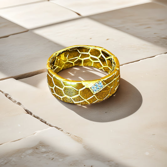 Classic Cracking Stone  Diamond 925 Sterling Silver/9k/14k/18k Gold Ring (Item No. GR0008）