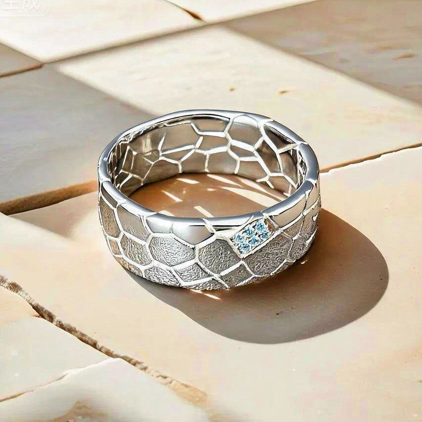 Classic Cracking Stone Silver Ring (Item No. TDRS0008）