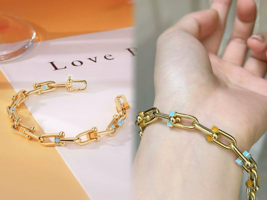 Horseshoe Enamel 18K Gold Bracelet (Item No. HFB033）