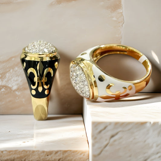 Enamel 18k Gold Diamond Ring (Item No. VT158）