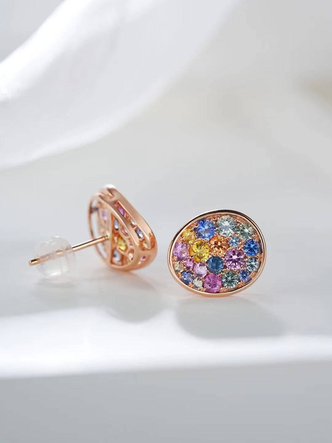 Rainbow Sapphire 18k Gold Earring (Item No. SA058）