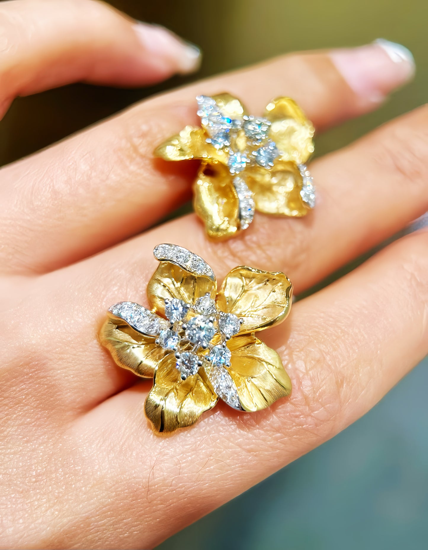 Vintage 18k Gold Diamond Earring (Item No. VT459）