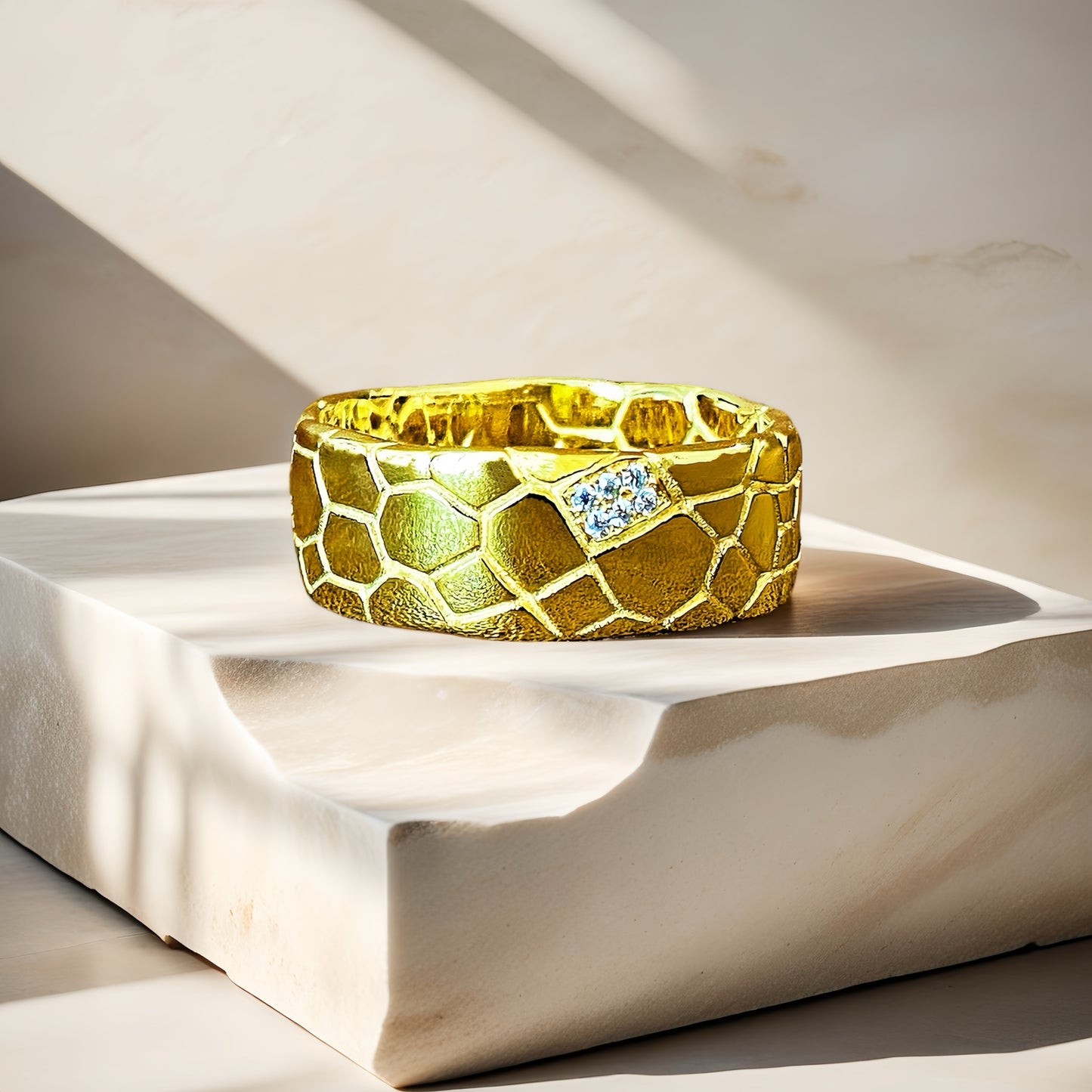 Classic Cracking Stone  Diamond 925 Sterling Silver/9k/14k/18k Gold Ring (Item No. GR0008）