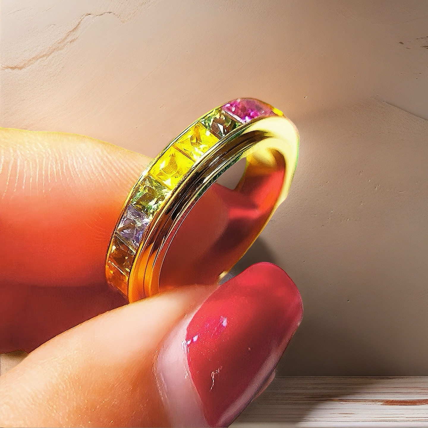 Rotatable 18k Gold Sapphire Ring (Item No. VT155）