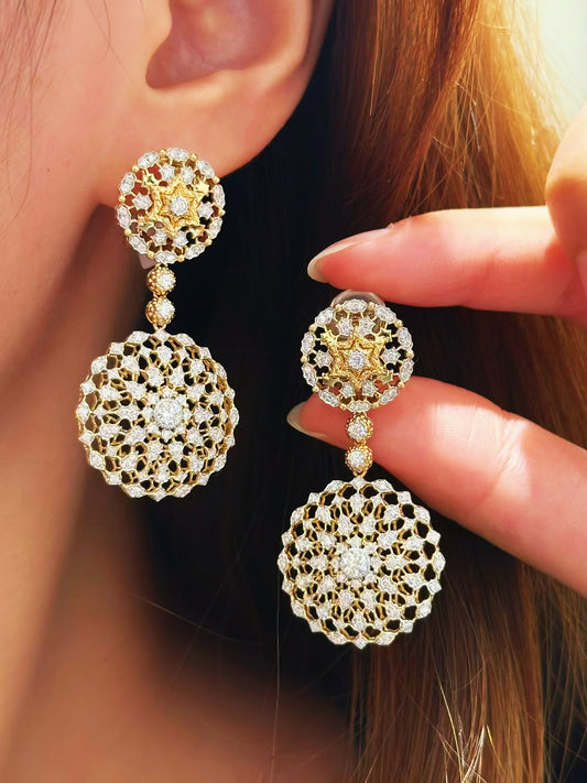 Vintage 18k Gold Diamond Earring (Item No. VT236）