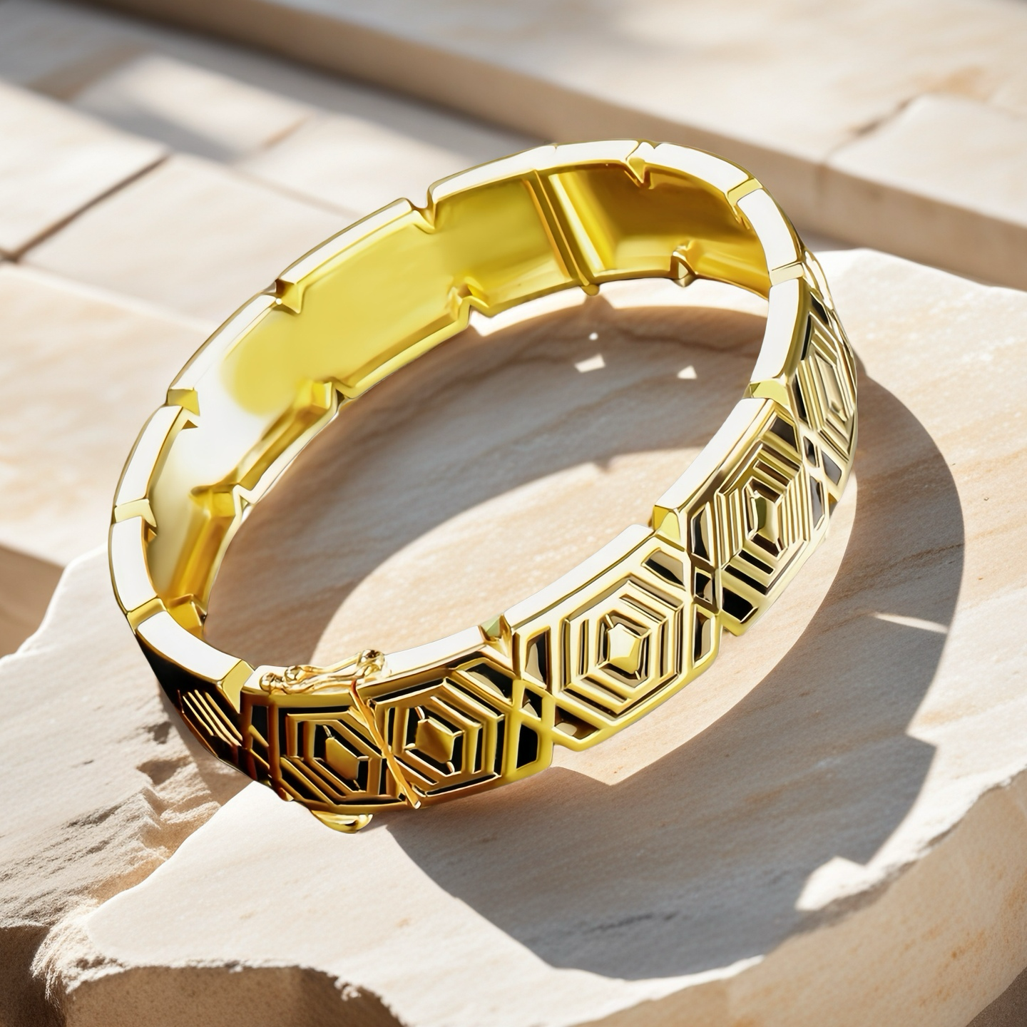 Greek Key Enamel 925 Sterling Silver/9k/14k/18k Gold Bangle(Item No. GB0011）