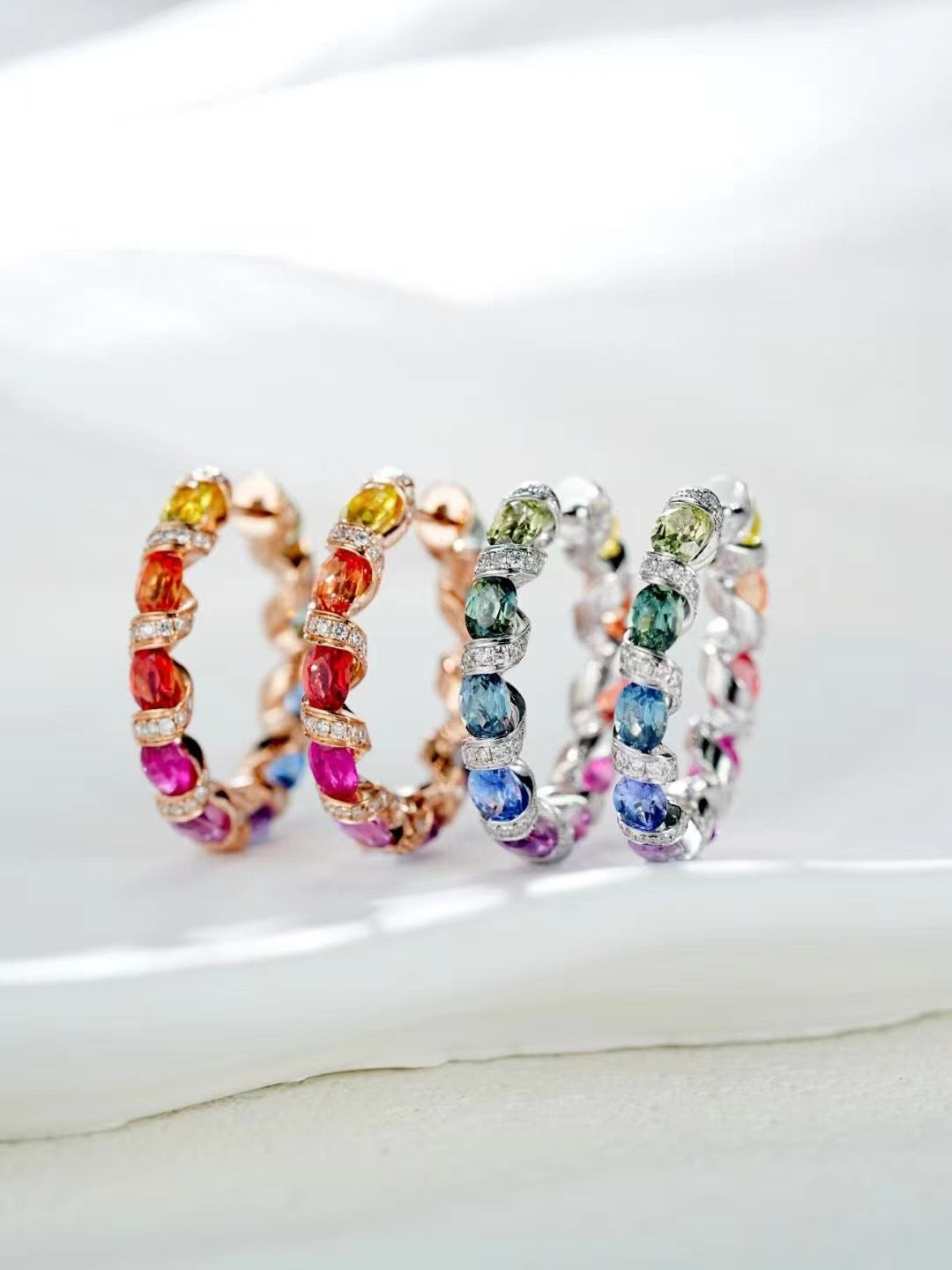 Rainbow Sapphire 18K Gold Earring (Item No. SA017）