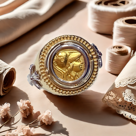 Ancient Coin Medallion Electrum Gold Ring (Item No. COIN071）