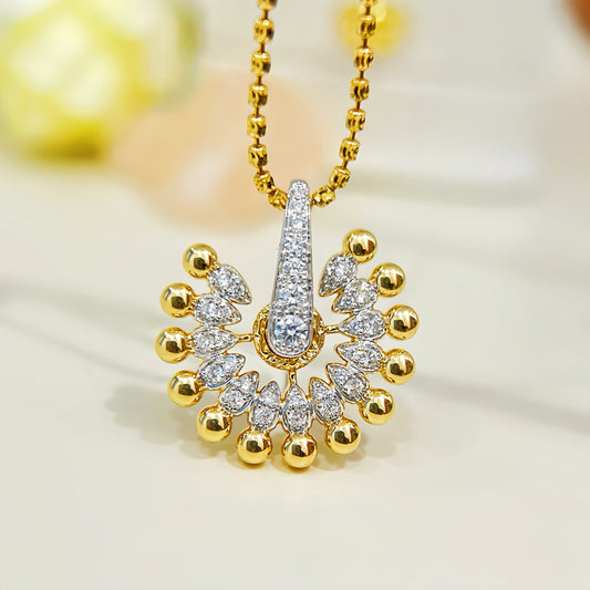 Fan-shaped Vintage 18k Gold Diamond Pendant (Item No. VT 297)