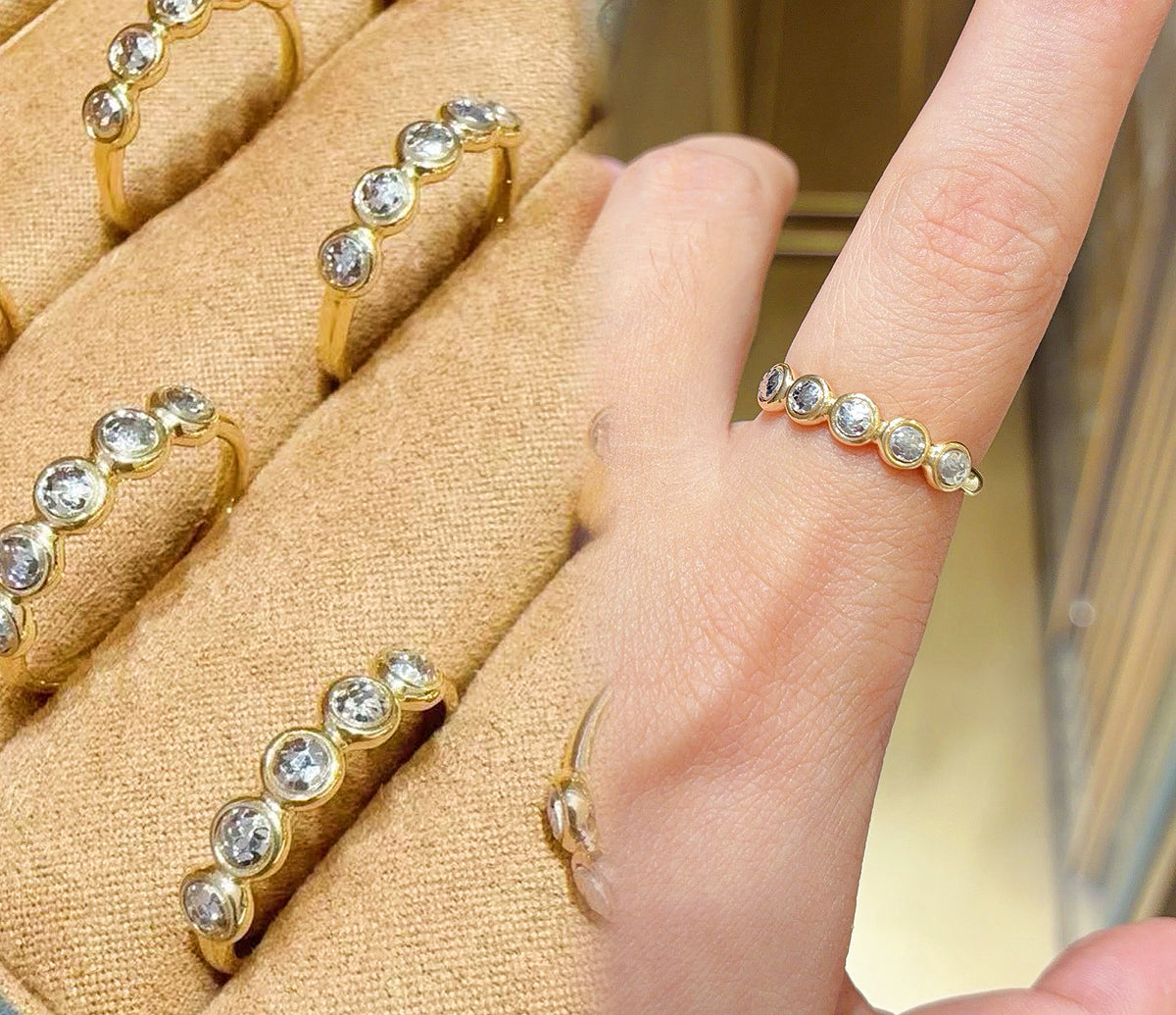 Bubble Diamond-like 18k Gold Ring (Item No. HFR011）